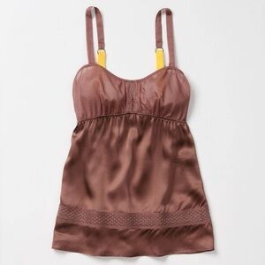 Eloise for Anthropologie Babydoll Cami Silk Top in Chocolate Brown size XS